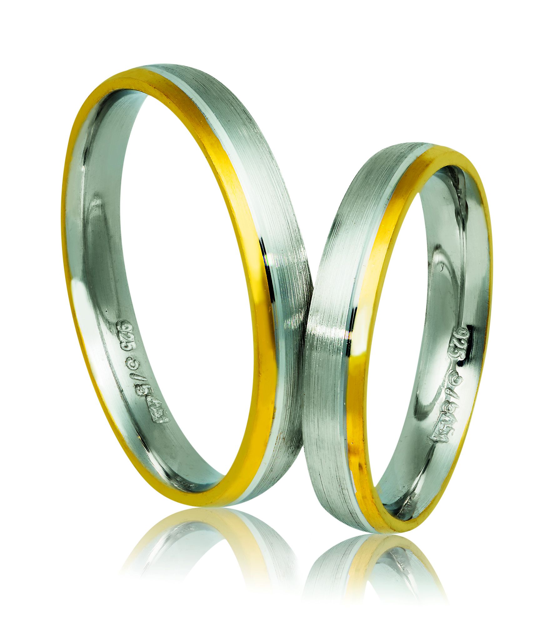 White gold & gold wedding rings 3.7mm (code AS33)
